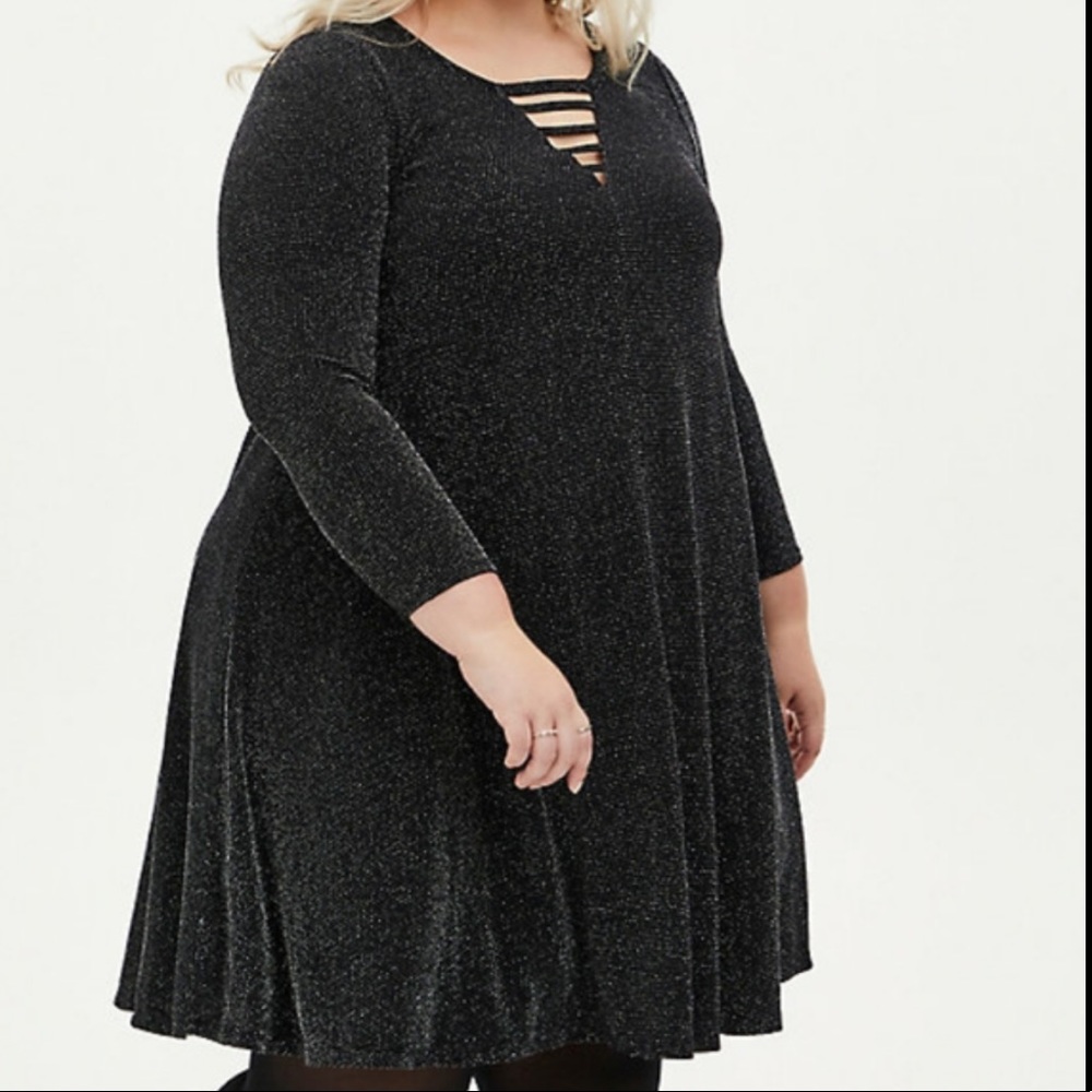 Black Shimmer Ladder Dress